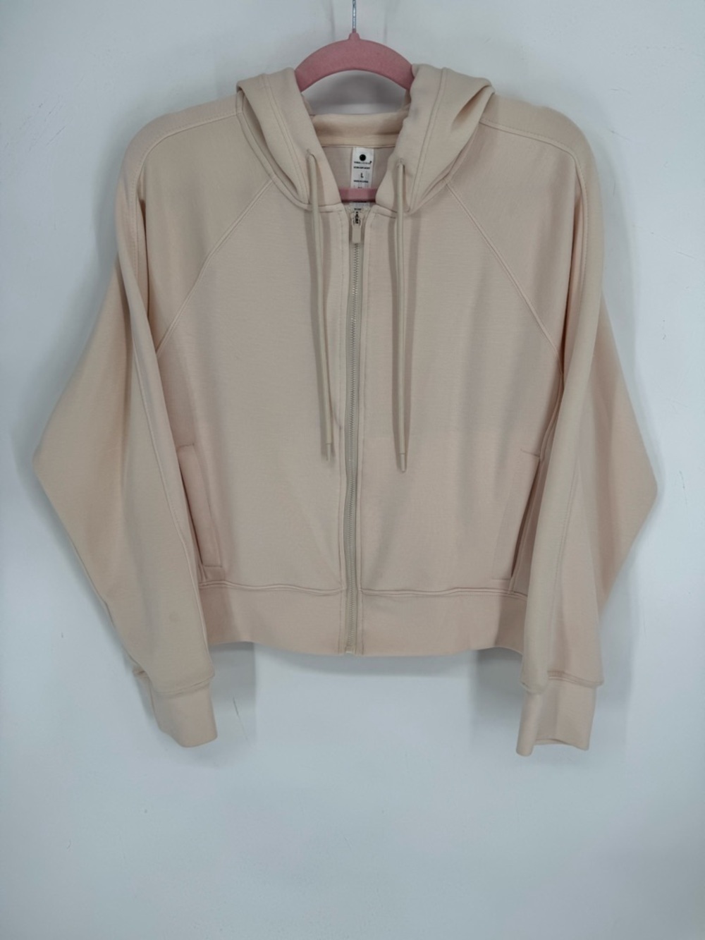 Yogalicious Women's Neutral Basic Cream Zip Up Scuba Amy Jacket Size Large